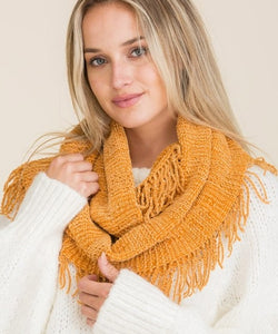 Candy's Warm Cozy Fringe Scarf in Apricot
