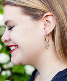 Candy's Stylish Sterling Silver Hooped Leaf Earrings