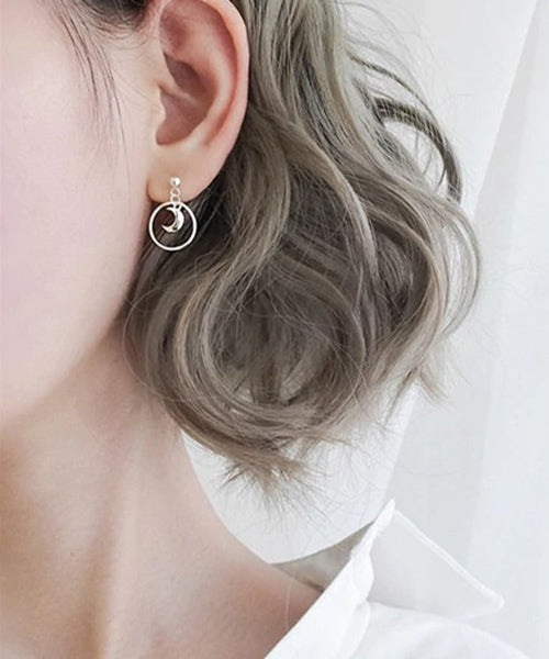 Sterling Silver Moon Charm Earrings