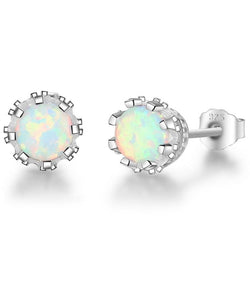 Sterling Silver Simulated Opal Earrings