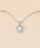 Lovely Sterling Silver Opal Crystal Inlaid Heart Necklace