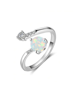 Candylicious Sterling Silver Cubic Zirconia Simulated Opal Ring