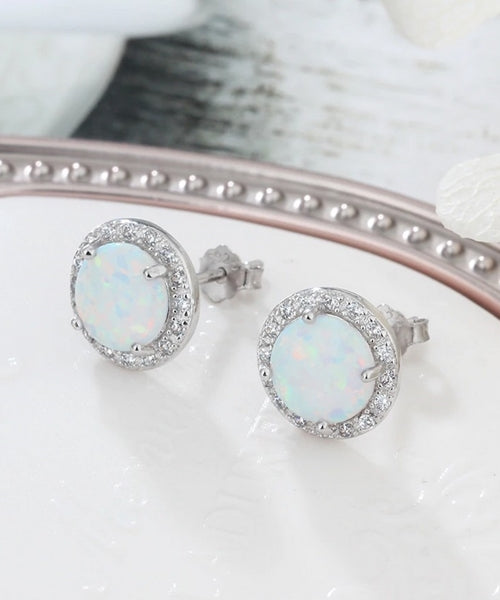 Lovely Cubic Zirconia Simulated Opal Earrings