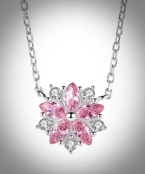 Sterling Silver Pink Quartz Necklace