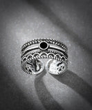 Sterling Silver Black Onyx Stone BoHo Adjustable Ring